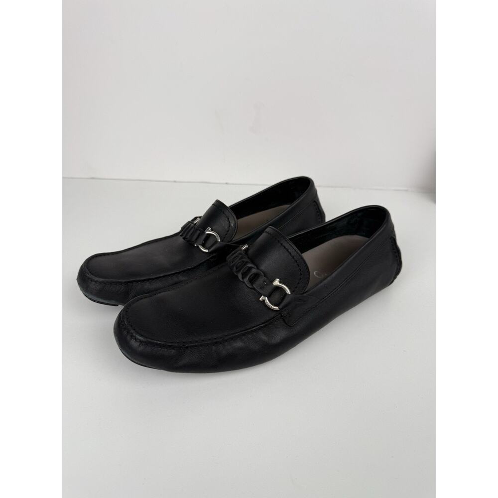 Salvatore Ferragamo Black Leather Drivers For Men Size 9